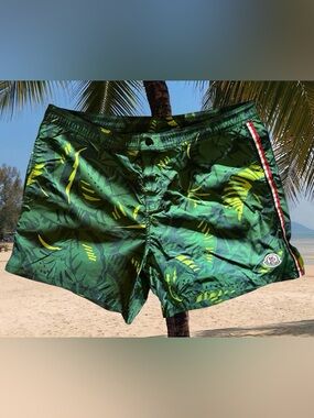 Vintage Moncler Tropical Print Men's Swim Trunks